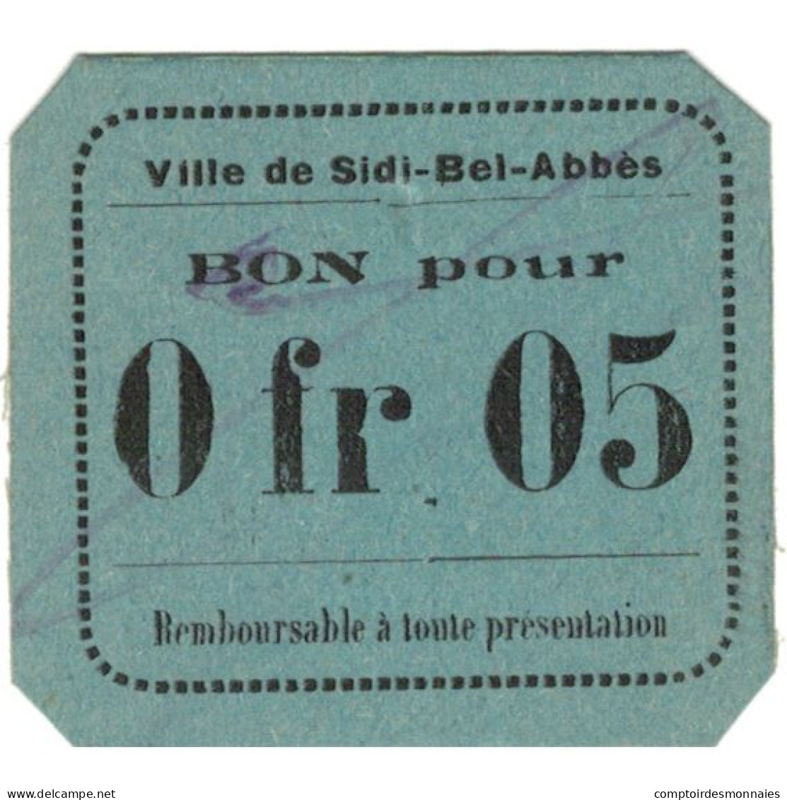 Billet, Algeria, Sidi-Bel-Abbès, 5 Centimes, Valeur Faciale, Undated (1916-17) - Algeria