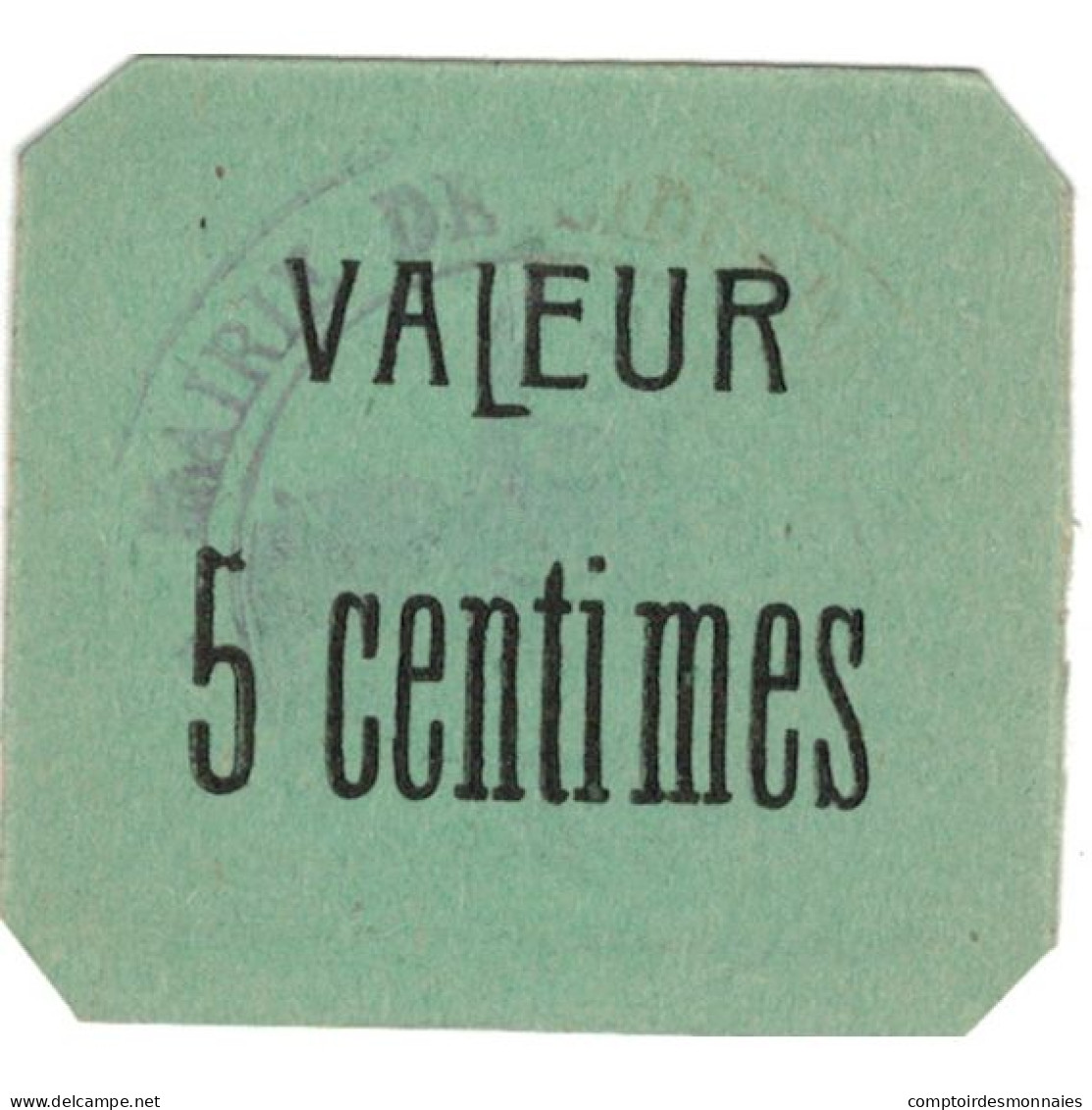 Billet, Algeria, Sidi-Bel-Abbès, 5 Centimes, Valeur Faciale, Undated (1916-17) - Argelia