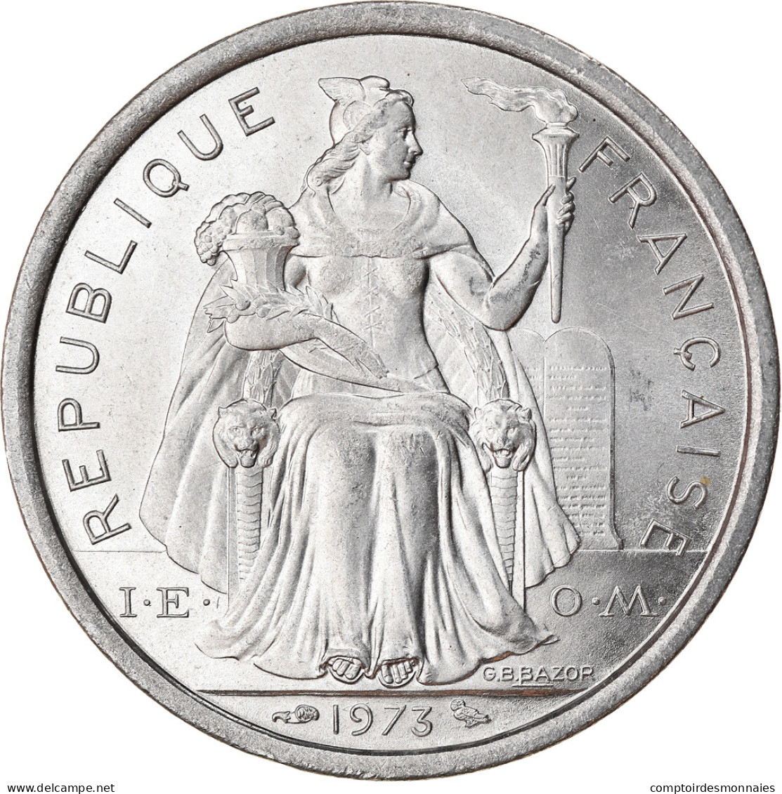 Monnaie, French Polynesia, 2 Francs, 1973, Paris, TTB+, Aluminium, KM:10 - Polinesia Francese