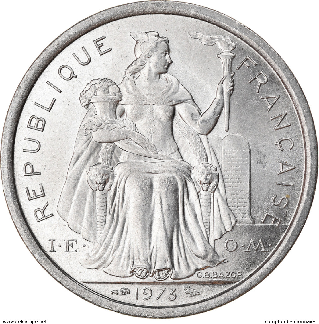 Monnaie, French Polynesia, 2 Francs, 1973, Paris, TTB+, Aluminium, KM:10 - Polynésie Française