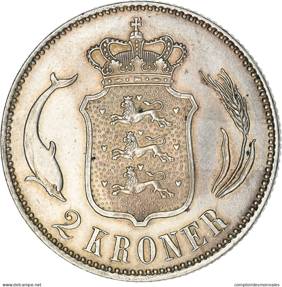 Monnaie, Danemark, Christian X, 2 Kroner, 1916, Copenhagen, TTB+, Argent, KM:820 - Denmark