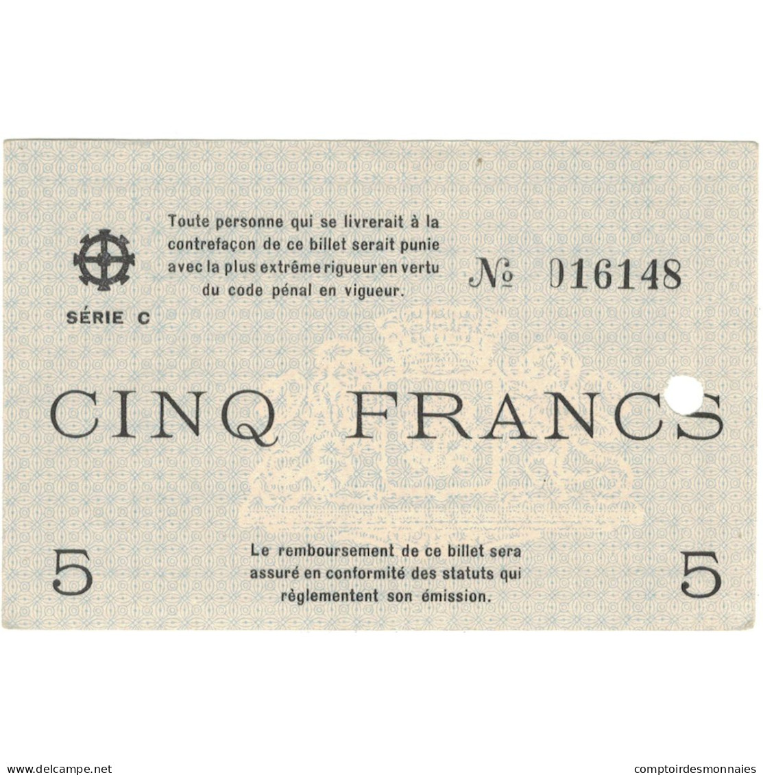 France, Mulhouse, 5 Francs, 1940, SPL - Bons & Nécessité