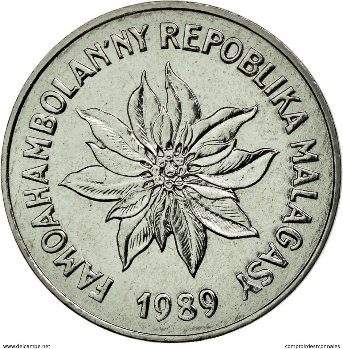 Monnaie, Madagascar, 5 Francs, Ariary, 1989, Paris, SUP, Stainless Steel, KM:10 - Madagaskar