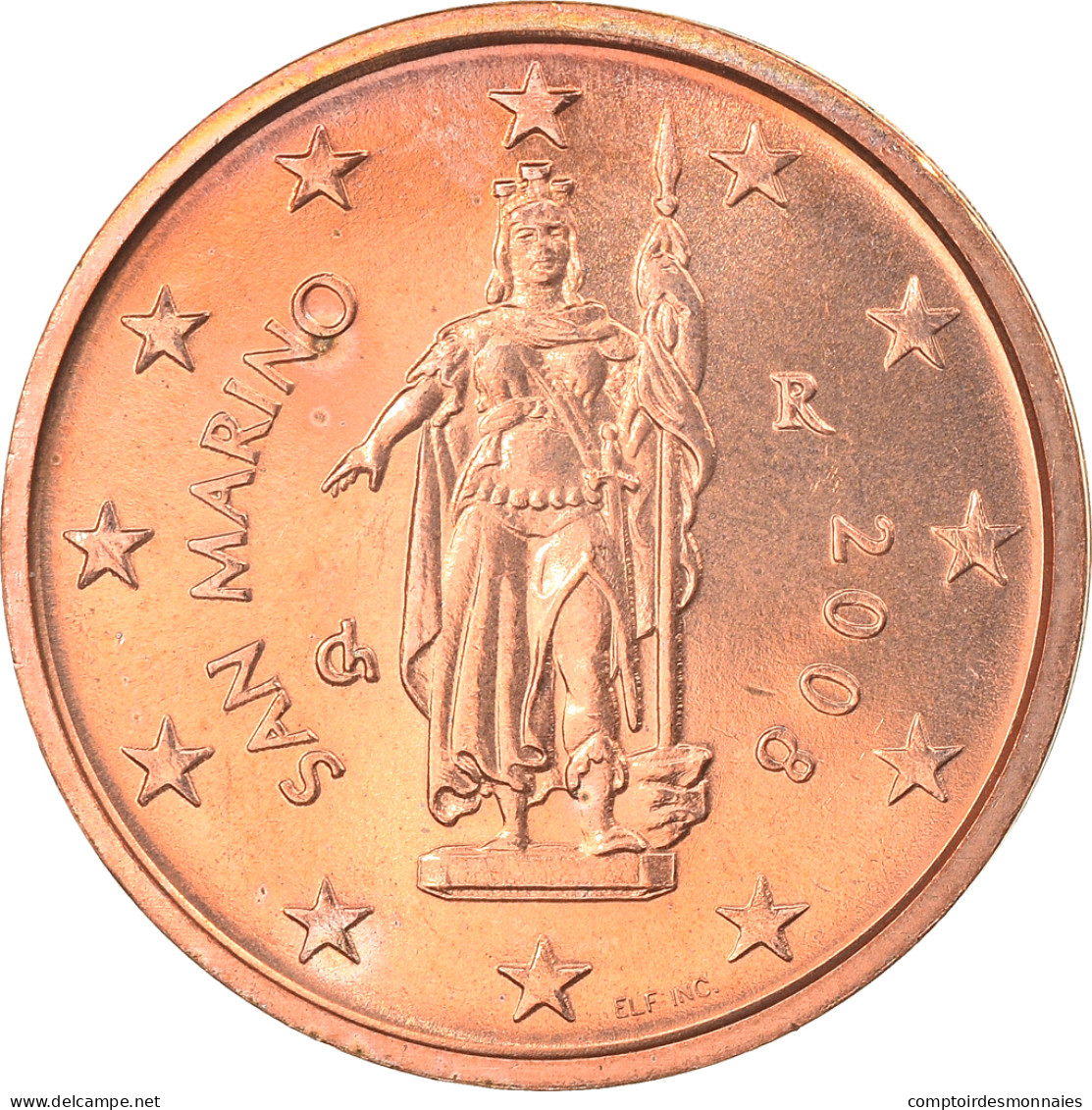 San Marino, 2 Euro Cent, 2008, Rome, SPL, Copper Plated Steel, KM:441 - San Marino