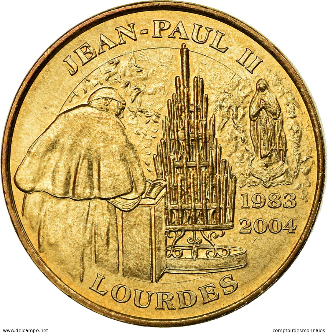 Vatican, Jeton, Jean-Paul II, Lourdes, 2004, SUP, Copper-Nickel Gilt - Andere & Zonder Classificatie