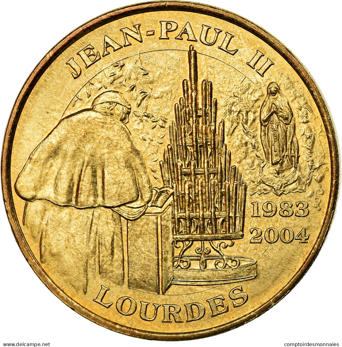 Vatican, Jeton, Jean-Paul II, Lourdes, 2004, SUP, Copper-Nickel Gilt - Altri & Non Classificati