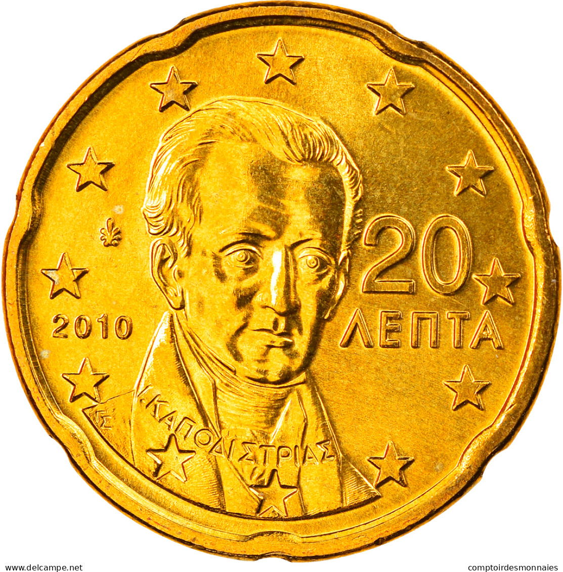 Grèce, 20 Euro Cent, 2010, FDC, Laiton, KM:212 - Greece