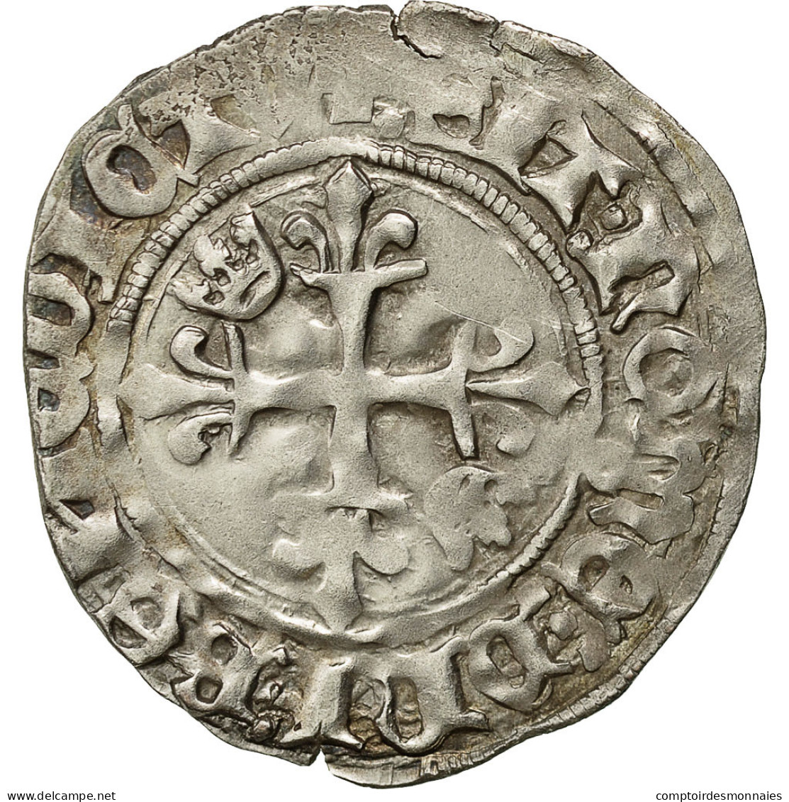 France, Charles VI, Florette, 1417, Tours, Billon, TTB, Duplessy:387A - 1380-1422 Karl VI. Der Vielgeliebte
