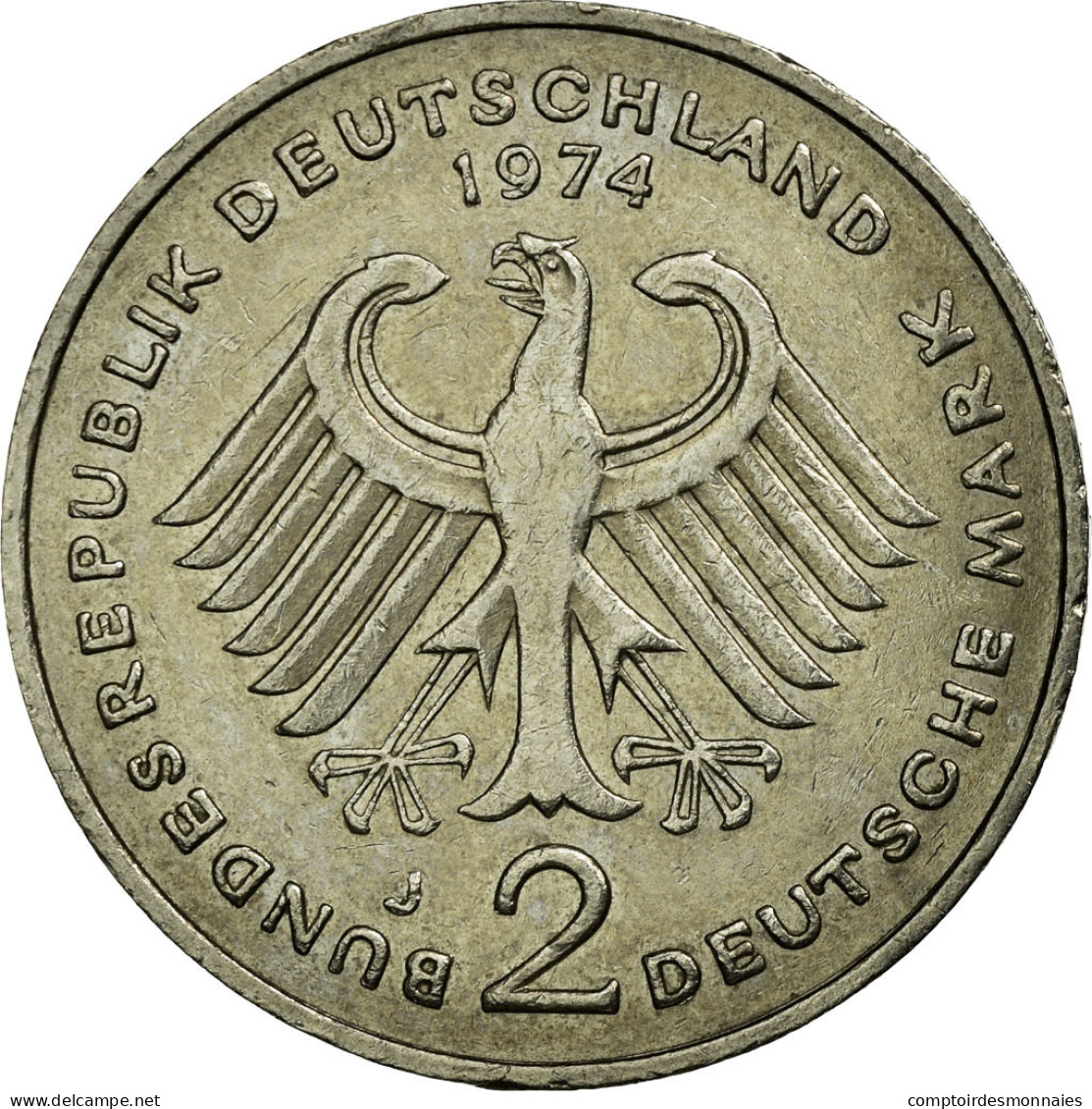 Monnaie, République Fédérale Allemande, 2 Mark, 1974, Hambourg, TTB - 2 Marcos