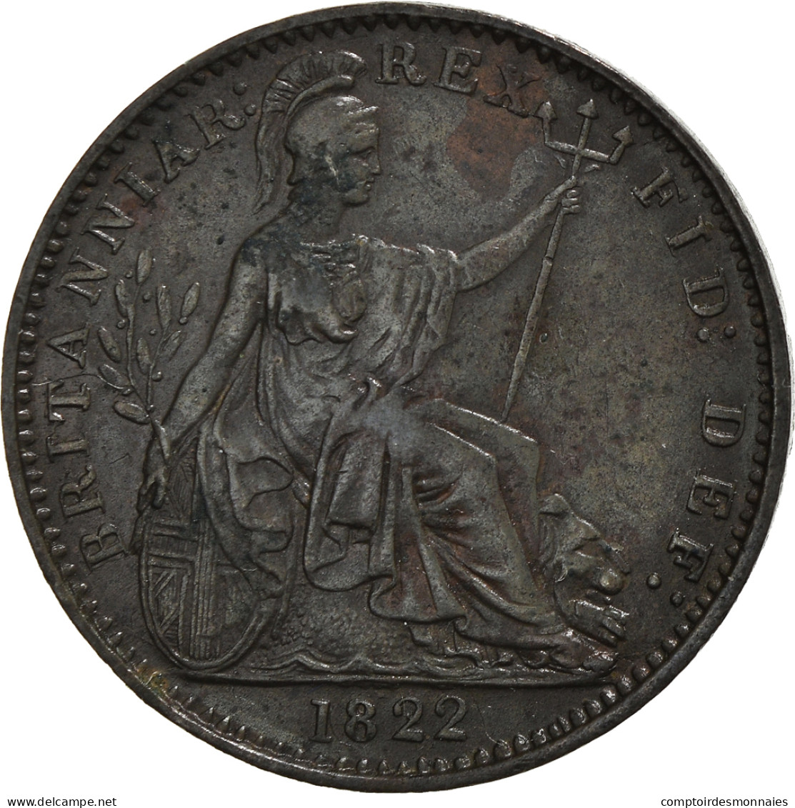 Monnaie, Grande-Bretagne, George IV, Farthing, 1822, TTB, Cuivre, KM:677 - B. 1 Farthing