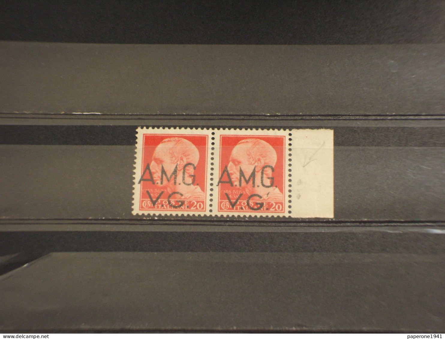 TRIESTE AMG-VG -  1945/7 CESARE 20 C., Punto Sotto G - NUOVO(++) - Mint/hinged