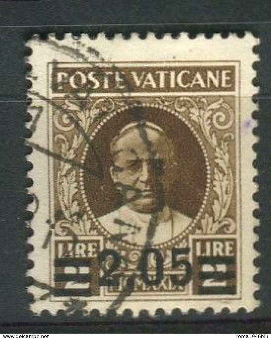 VATICANO 1934 PROVVISORIA 2,05 SU 2 L. USATO - Used Stamps