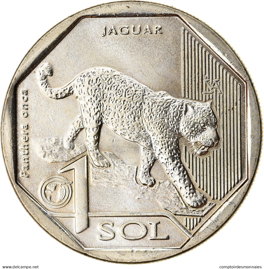 Monnaie, Pérou, Sol, 2018, Lima, Félins - Jaguar, SPL, Nickel-brass - Pérou