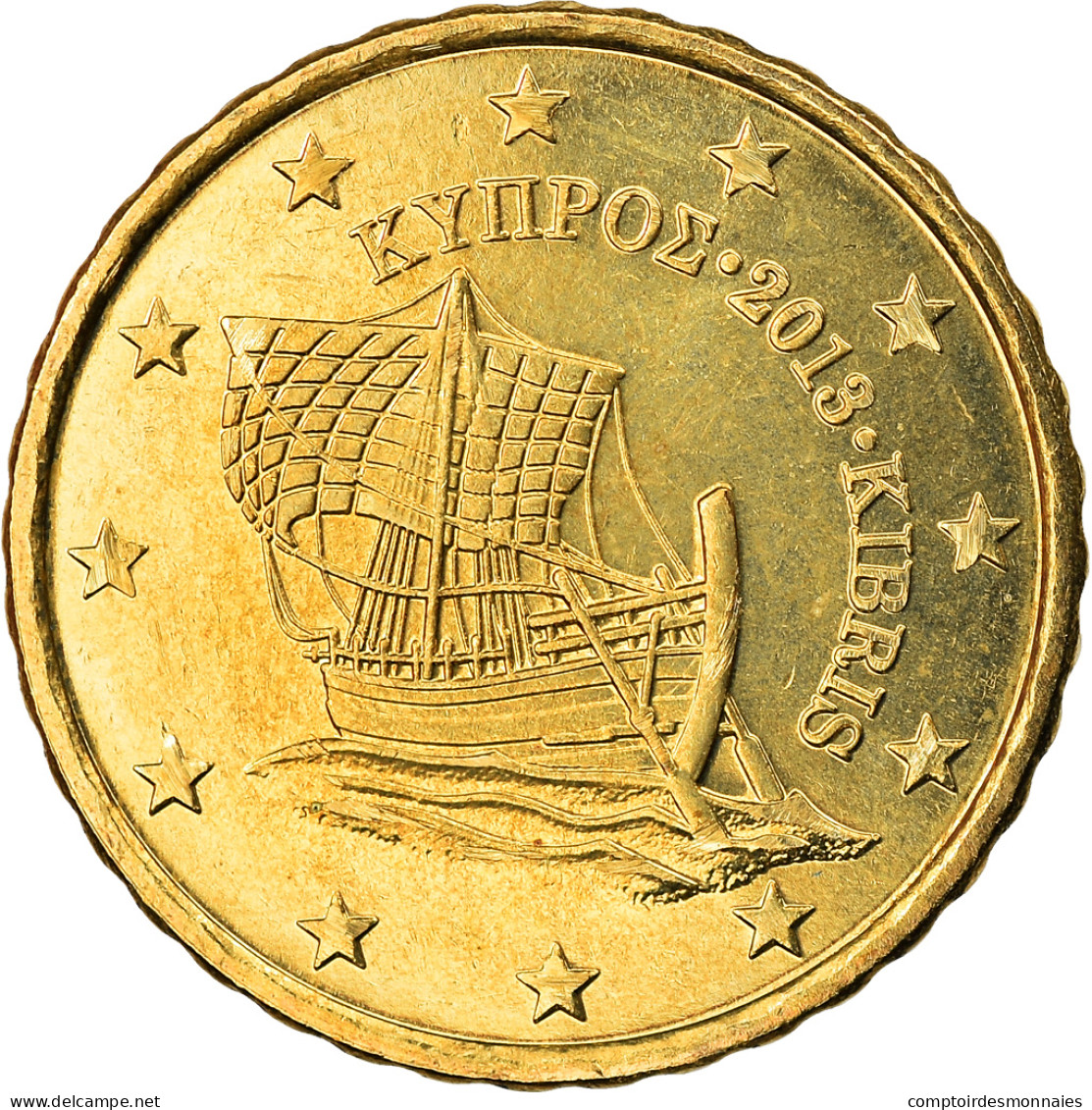 Chypre, 10 Euro Cent, 2013, SPL, Laiton, KM:New - Chipre