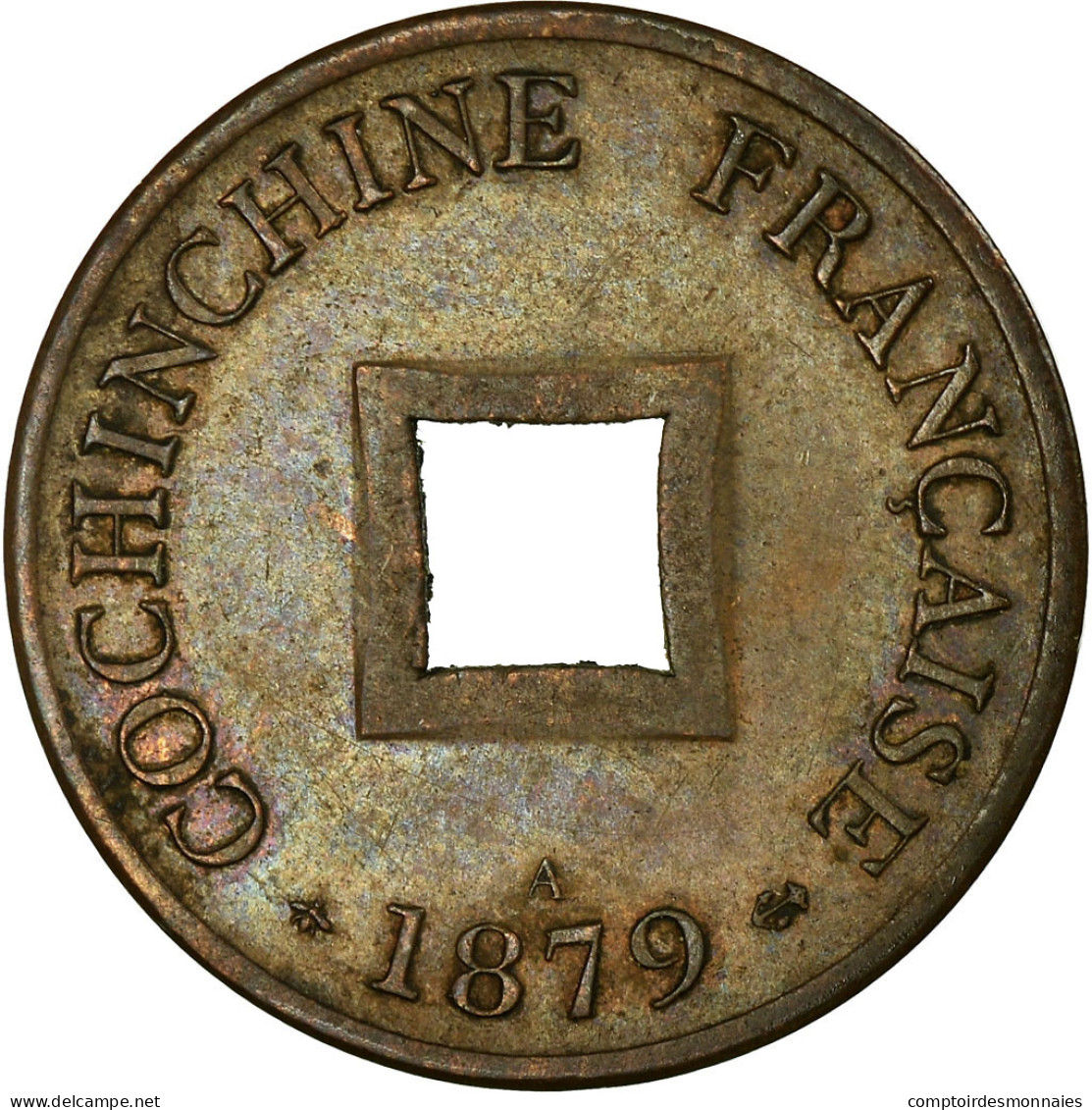 Monnaie, FRENCH COCHIN CHINA, 2 Sapeque, 1879, Paris, SUP, Bronze, KM:2 - Andere & Zonder Classificatie