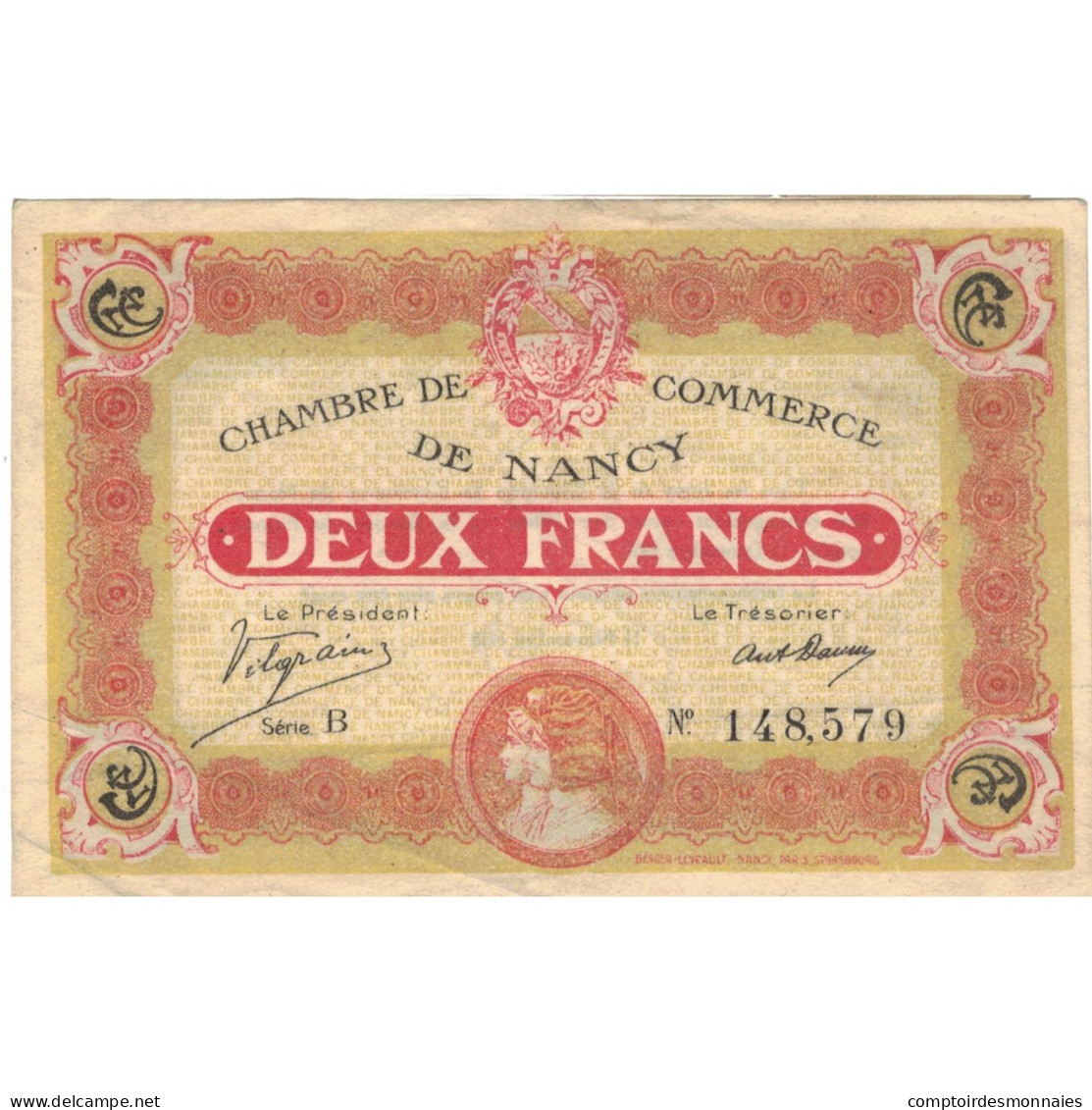 France, Nancy, 2 Francs, 1918, Chambre De Commerce, TTB, Pirot:87-25 - Handelskammer