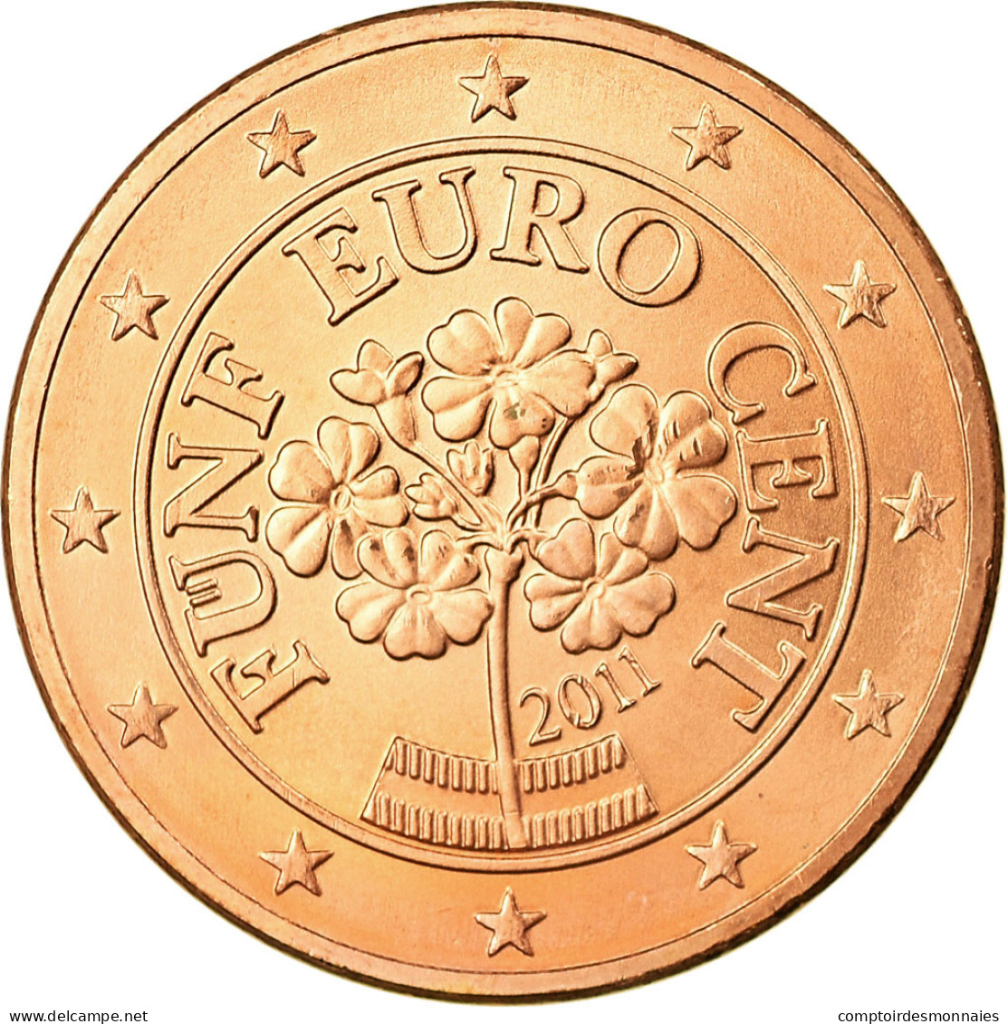 Autriche, 5 Euro Cent, 2011, SPL, Copper Plated Steel, KM:3084 - Autriche