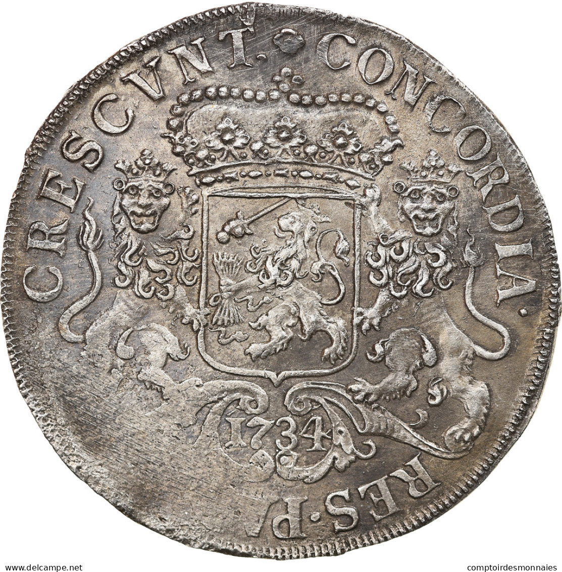 Monnaie, Pays-Bas, OVERYSSEL, Ducaton, Silver Rider, 1734, TTB+, Argent, KM:80 - …-1795 : Vereinigte Provinzen