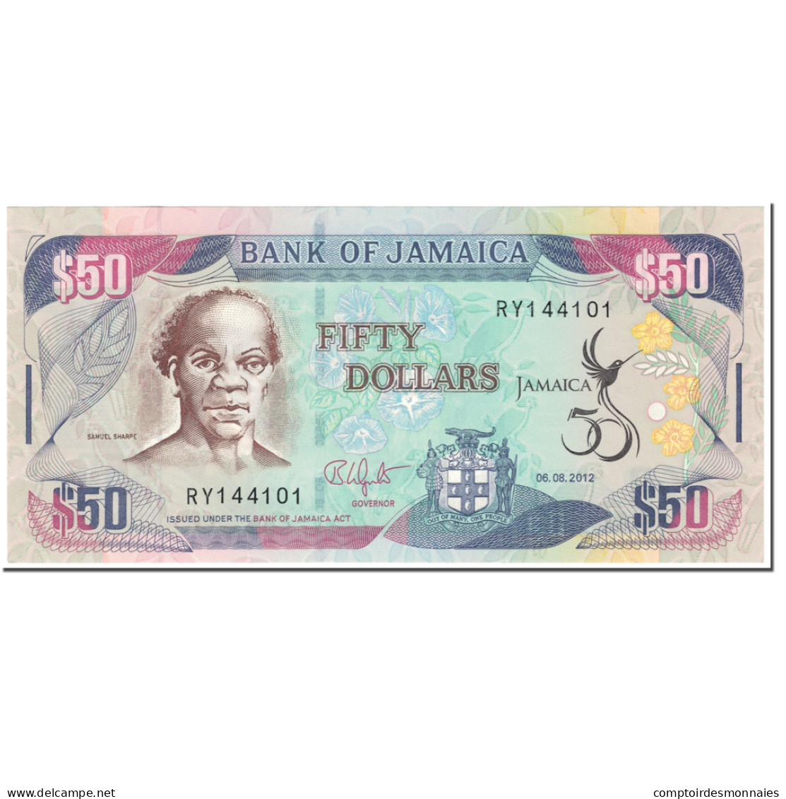 Billet, Jamaica, 50 Dollars, 2012, 2012-08-06, KM:89, NEUF - Jamaica