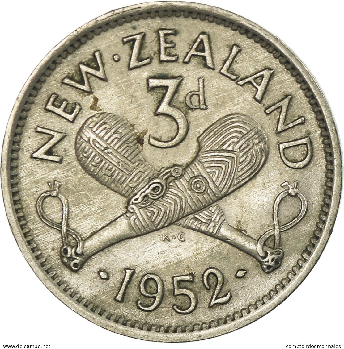 Monnaie, Nouvelle-Zélande, George VI, 3 Pence, 1952, TTB, Copper-nickel, KM:15 - Nueva Zelanda