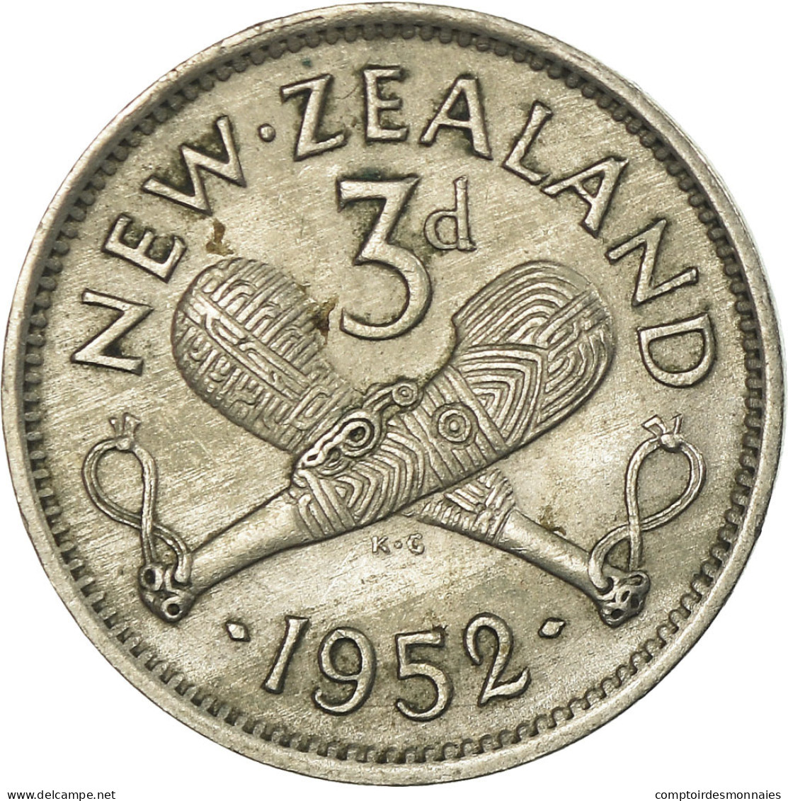 Monnaie, Nouvelle-Zélande, George VI, 3 Pence, 1952, TTB, Copper-nickel, KM:15 - Nieuw-Zeeland