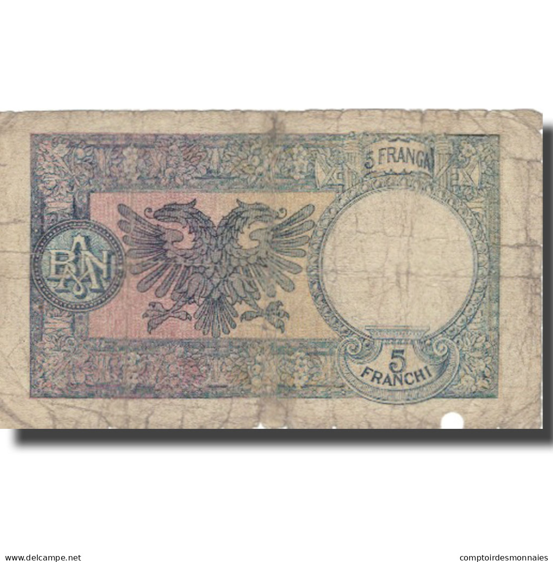 Billet, Albania, 5 Franga, Undated (1939), KM:6a, B+ - Albania