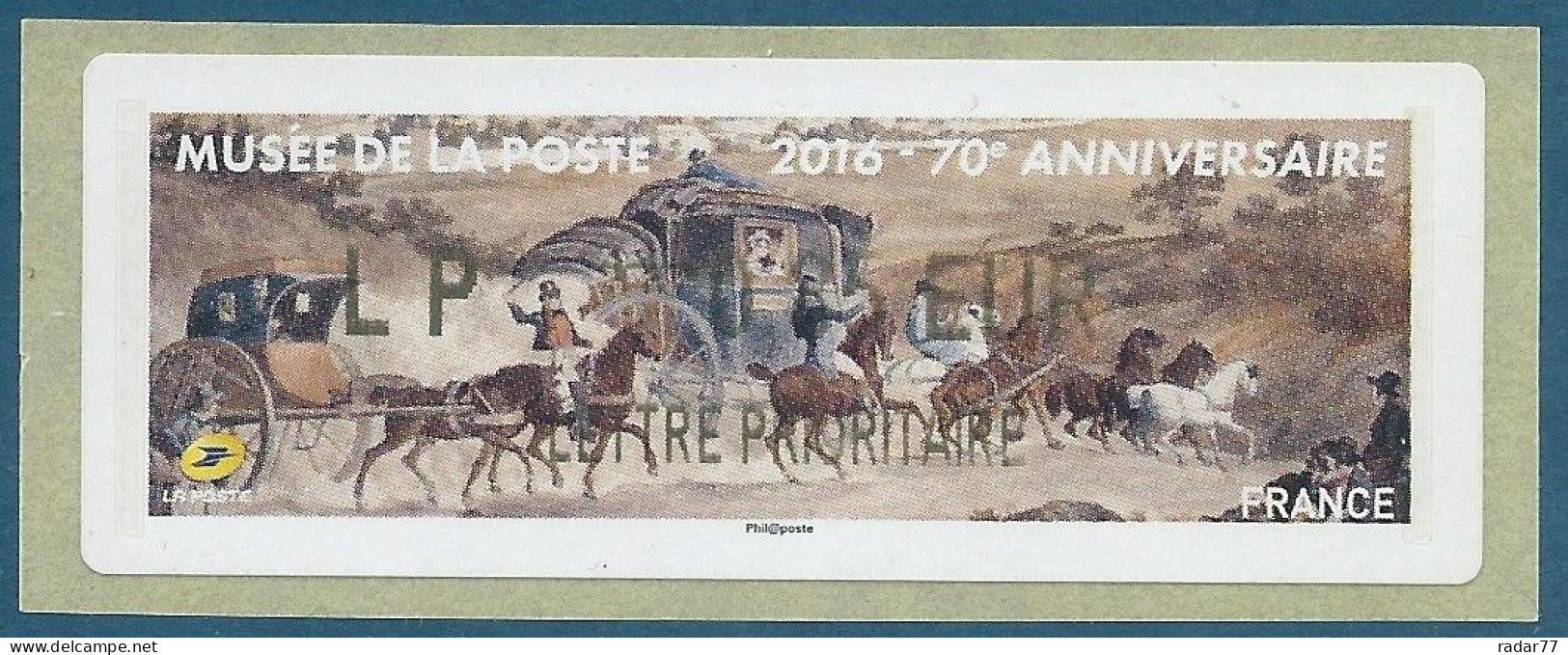 LISA 2 (ATM) LP ***0,85 EUR LETTRE PRIORITAIRE - 70ème Anniversaire Du Musée De La Poste 2016 - 2010-... Illustrated Franking Labels