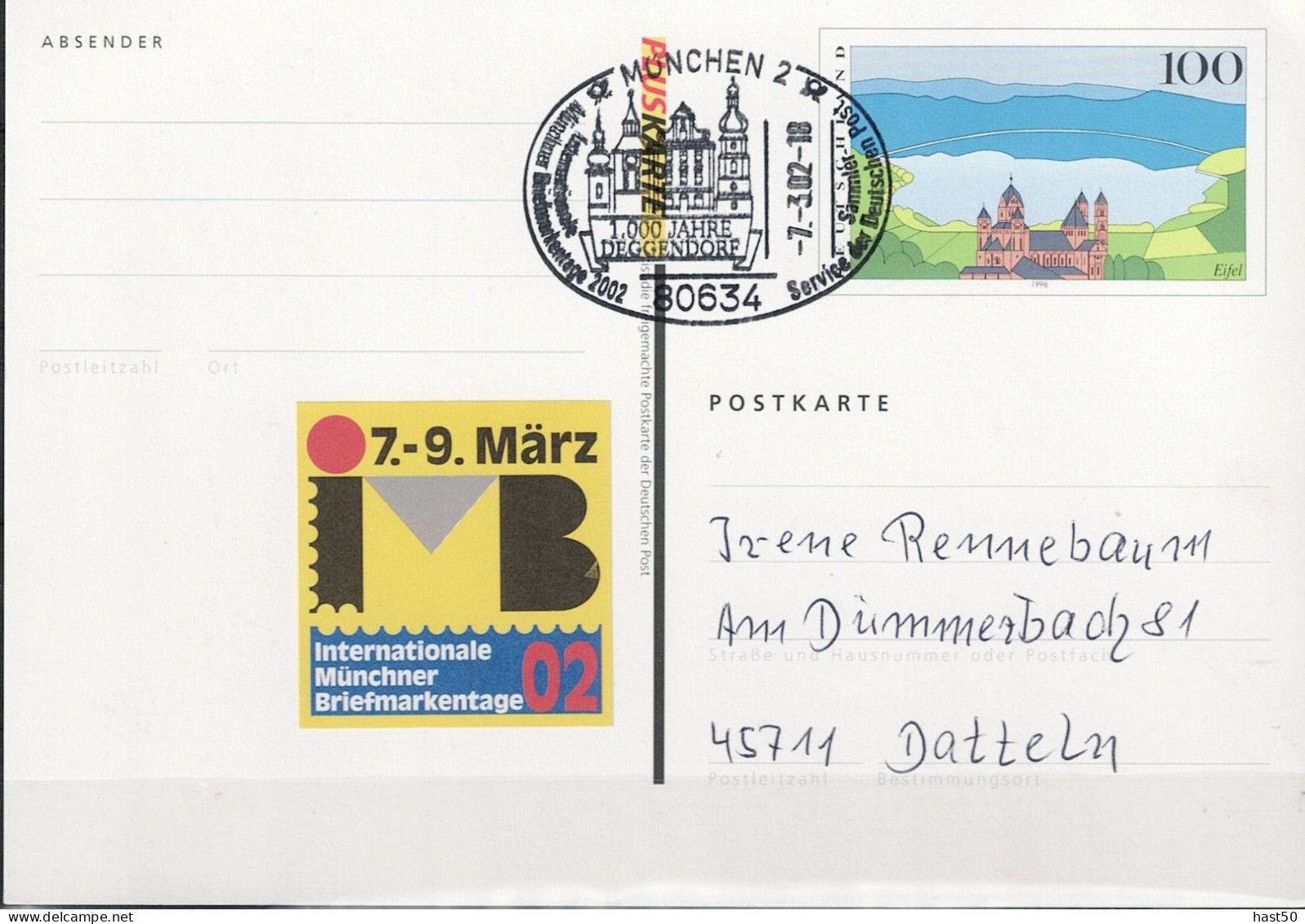Deutschland Germany Allemagne - Pluskarte Eifel (MiNr: PSo 60I) 1999 - Siehe Scan - Postcards - Used