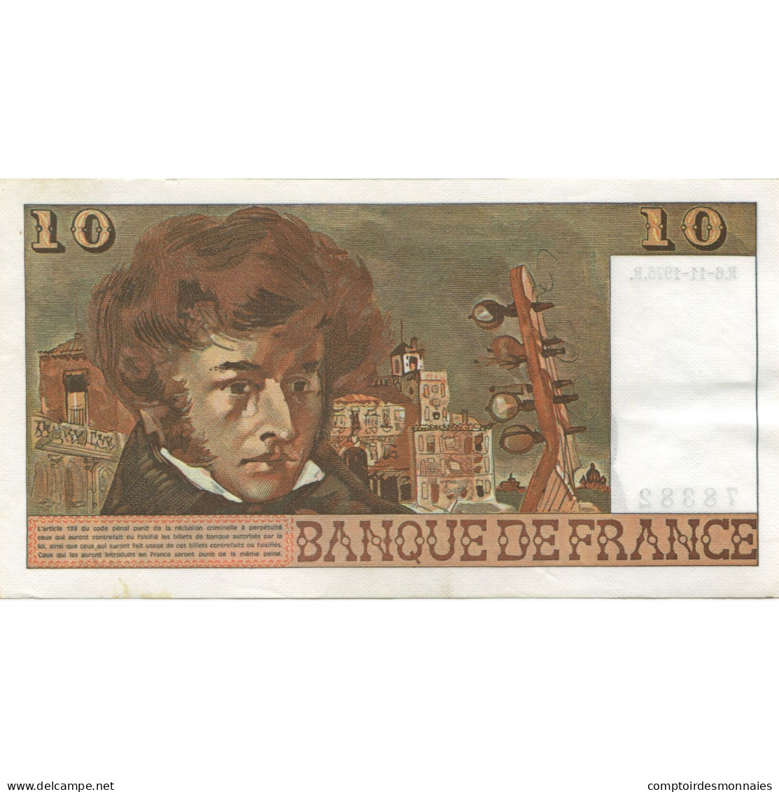 France, 10 Francs, Berlioz, 1975, 1975-11-06, NEUF, Fayette:63.14, KM:150b - 10 F 1972-1978 ''Berlioz''