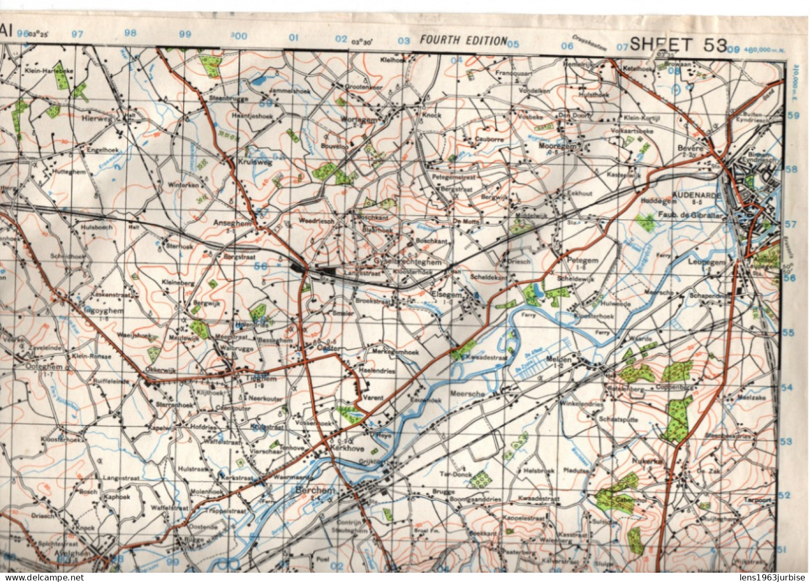 France And Belgium , Courtrai ( 1943 ) Carte état Major Voir état Petit Déchirure En Haut à Droite - Documenti