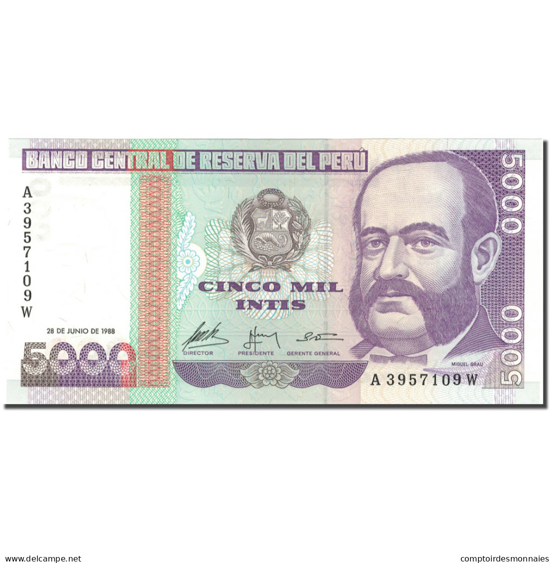 Billet, Pérou, 5000 Intis, 1988, 1988-06-28, KM:137, NEUF - Peru