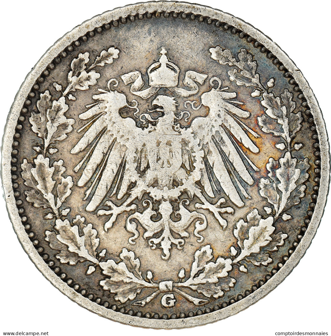 Monnaie, GERMANY - EMPIRE, 1/2 Mark, 1905, Karlsruhe, TTB, Argent, KM:17 - 1/2 Mark