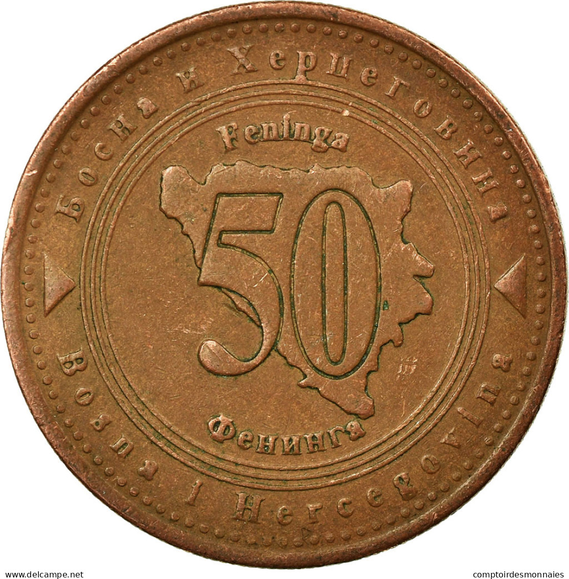 Monnaie, Bosnia - Herzegovina, 50 Feninga, 1998, British Royal Mint, TB+, Copper - Bosnien-Herzegowina
