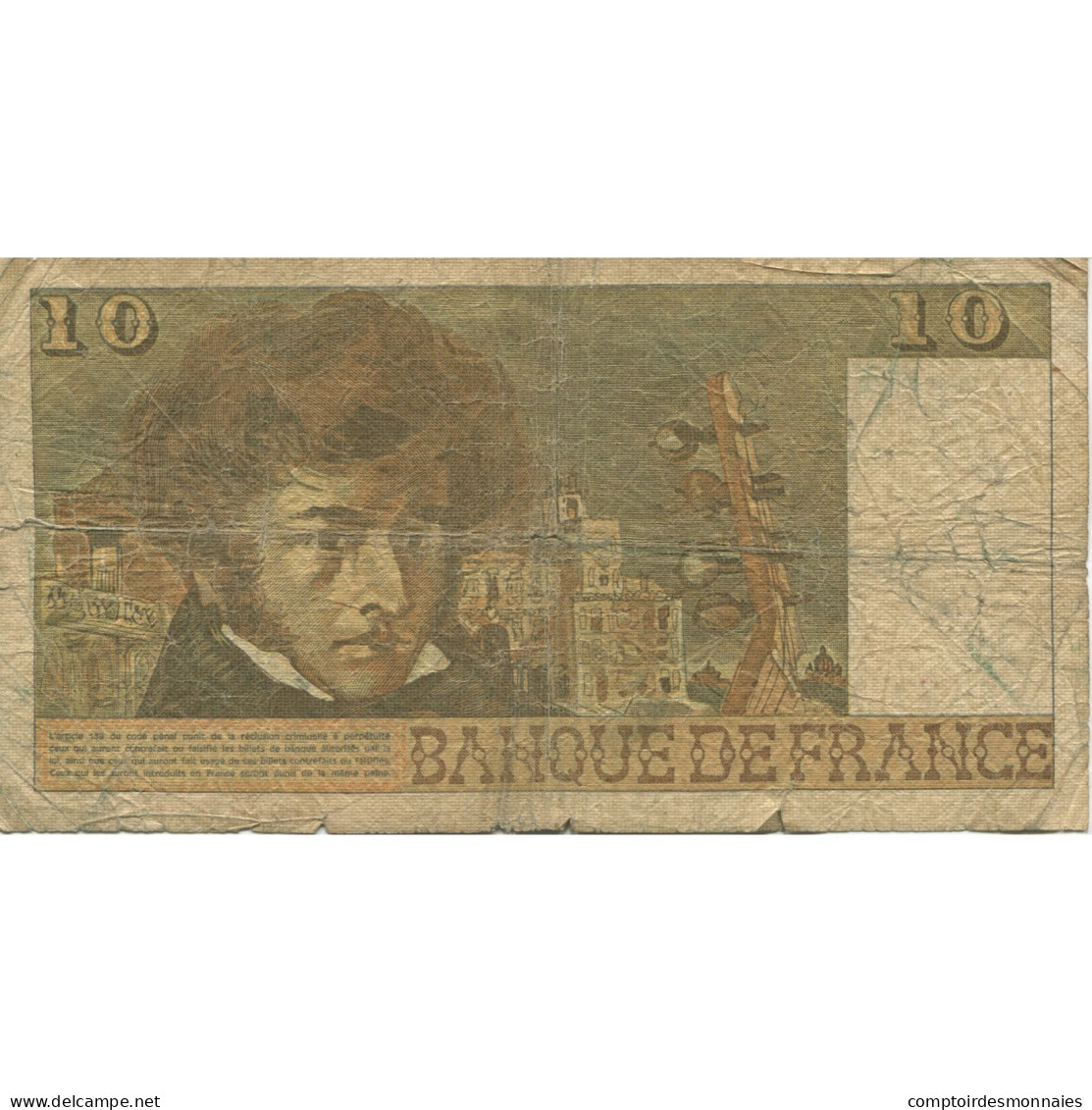 France, 10 Francs, Berlioz, 1975, 1975-10-02, AB, Fayette:63.13, KM:150b - 10 F 1972-1978 ''Berlioz''