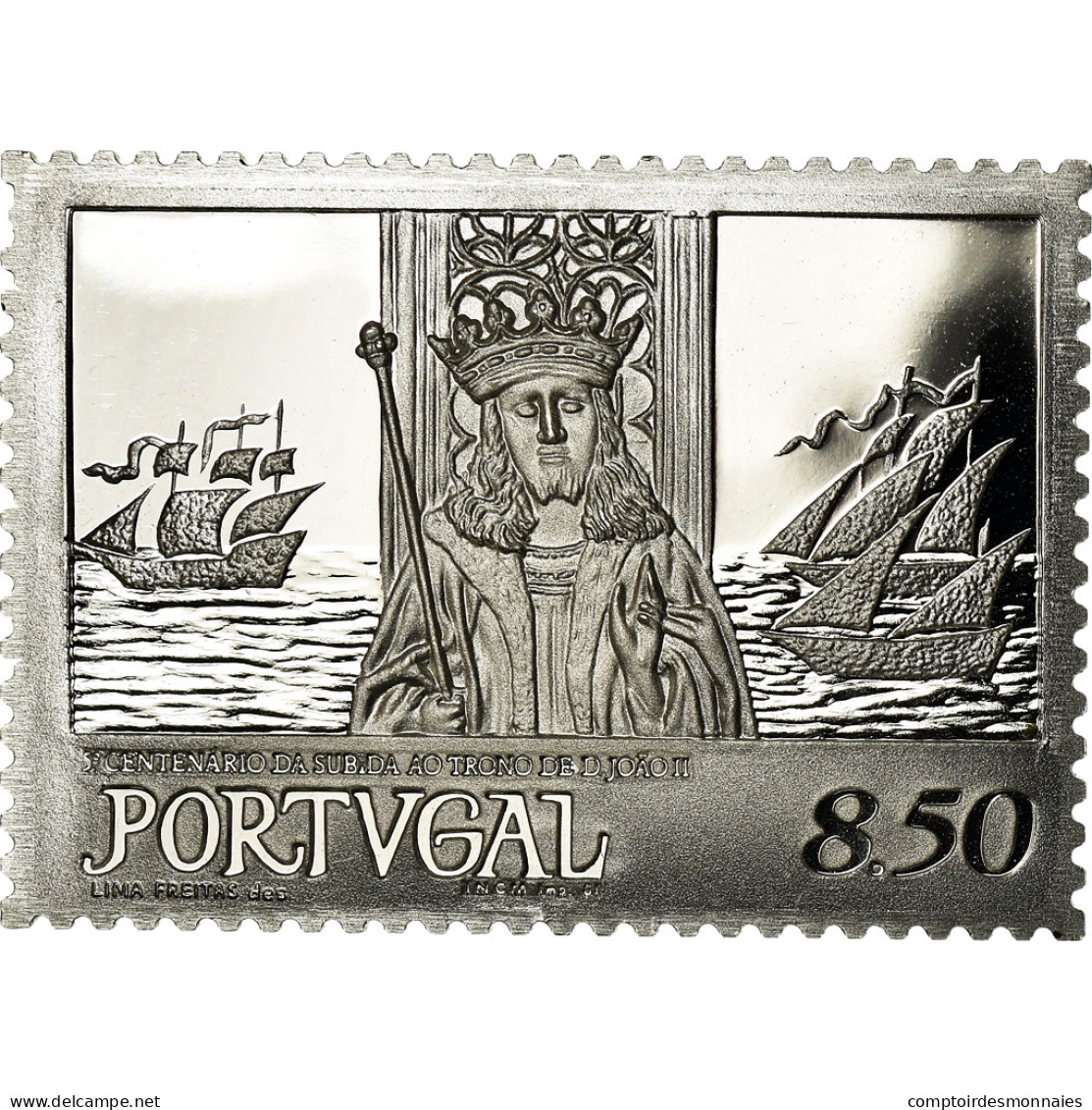 Portugal, Médaille, Timbre, Rei D.Joao II, Shipping, 1981, SPL+, Argent - Other & Unclassified