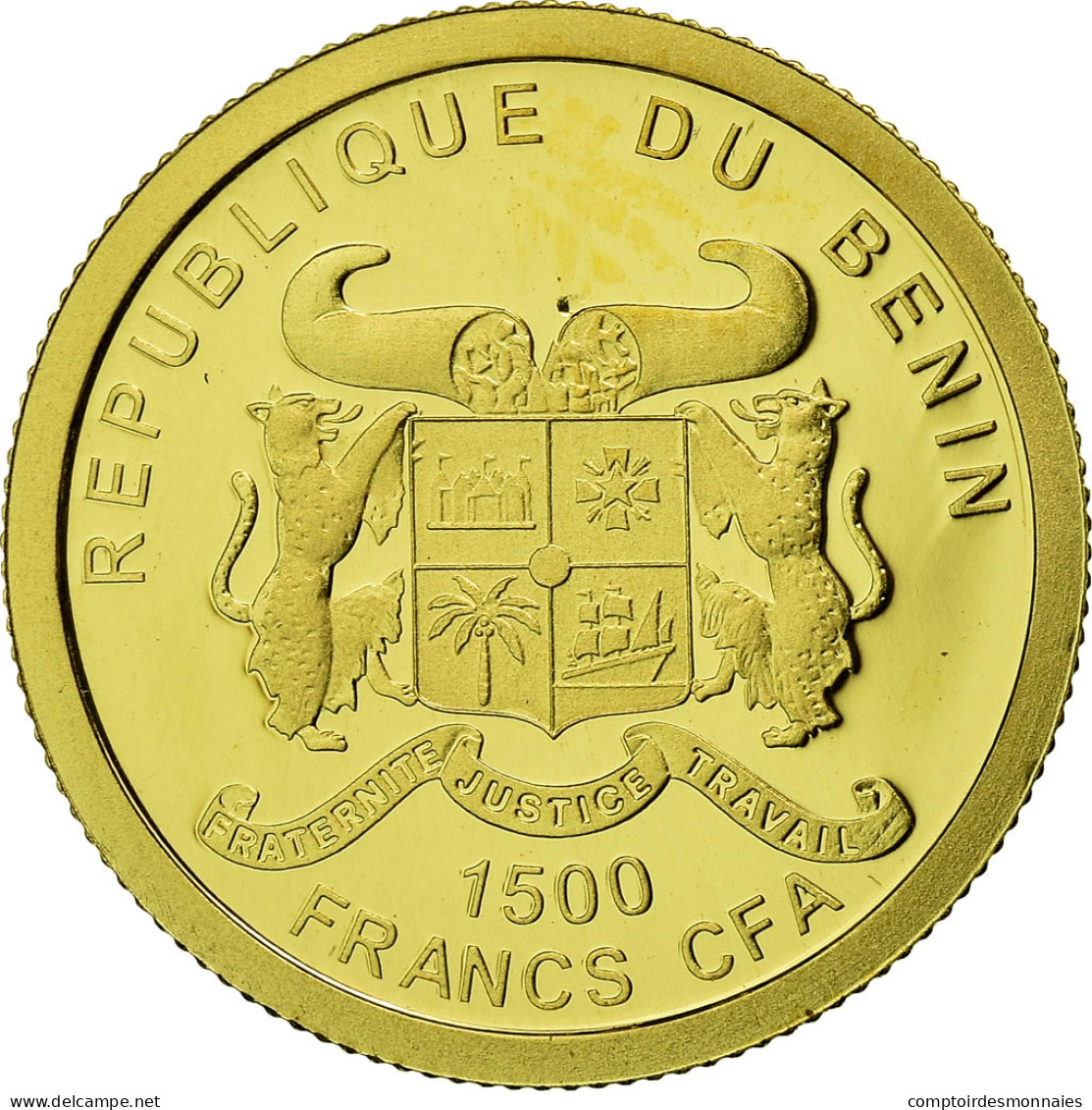 Monnaie, Benin, Charles De Gaulle, 1500 Francs CFA, 2010, Proof, FDC, Or - Benín
