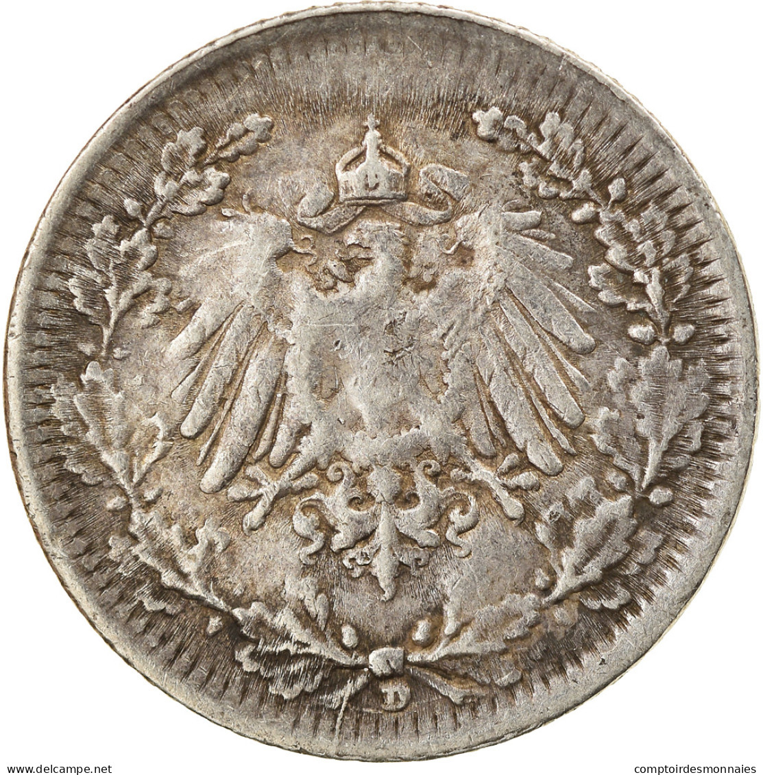 Monnaie, GERMANY - EMPIRE, 1/2 Mark, 1919, Munich, TTB, Argent, KM:17 - 1/2 Mark