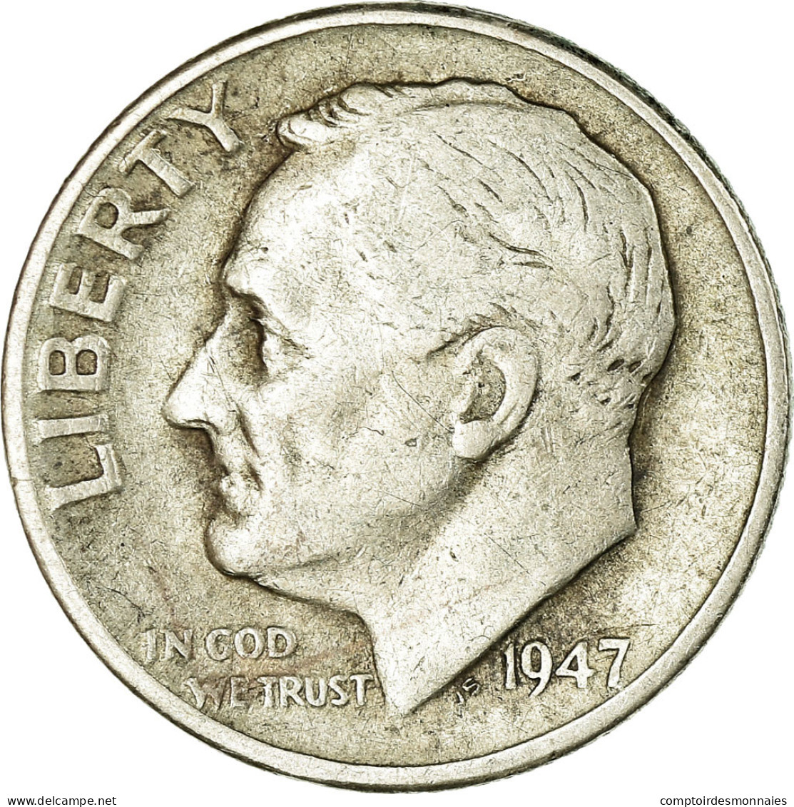 Monnaie, États-Unis, Roosevelt Dime, Dime, 1947, U.S. Mint, Denver, TB, Argent - 1946-...: Roosevelt