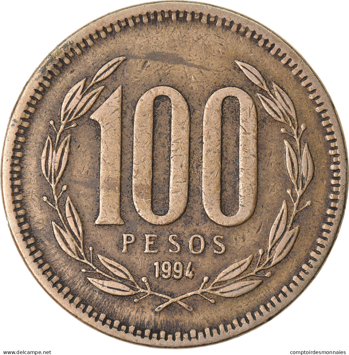 Monnaie, Chile, 100 Pesos, 1994, Santiago, TB+, Aluminum-Bronze, KM:226.2 - Chile