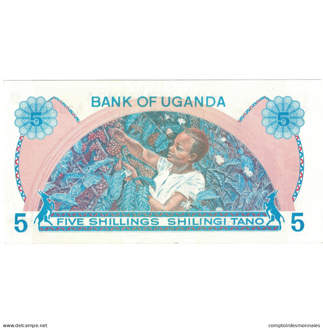 Billet, Uganda, 5 Shillings, Undated (1979), KM:10, SPL+ - Oeganda