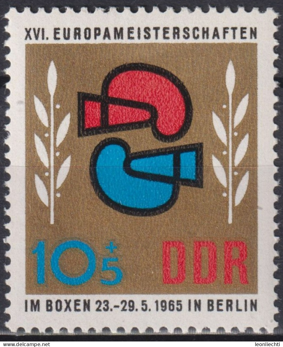 1965 DDR, ** Mi:DD 1100, Yt:DD 802,Europameisterschaften Im Boxen, Boxhandschuhe - Boxen