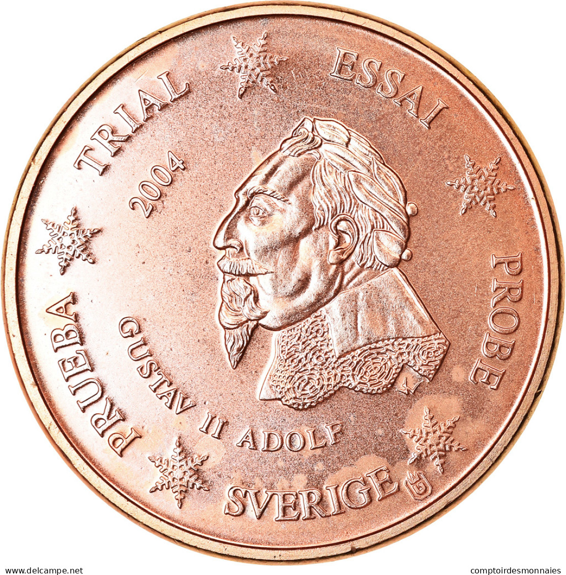 Suède, Euro Cent, 2004, Unofficial Private Coin, SPL, Copper Plated Steel - Essais Privés / Non-officiels