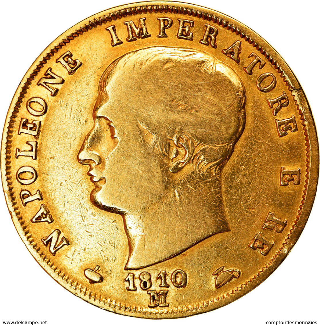 Monnaie, États Italiens, KINGDOM OF NAPOLEON, Napoleon I, 40 Lire, 1810/09 - Napoléonniennes