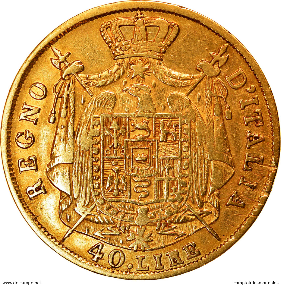 Monnaie, États Italiens, KINGDOM OF NAPOLEON, Napoleon I, 40 Lire, 1810/09 - Napoléonniennes