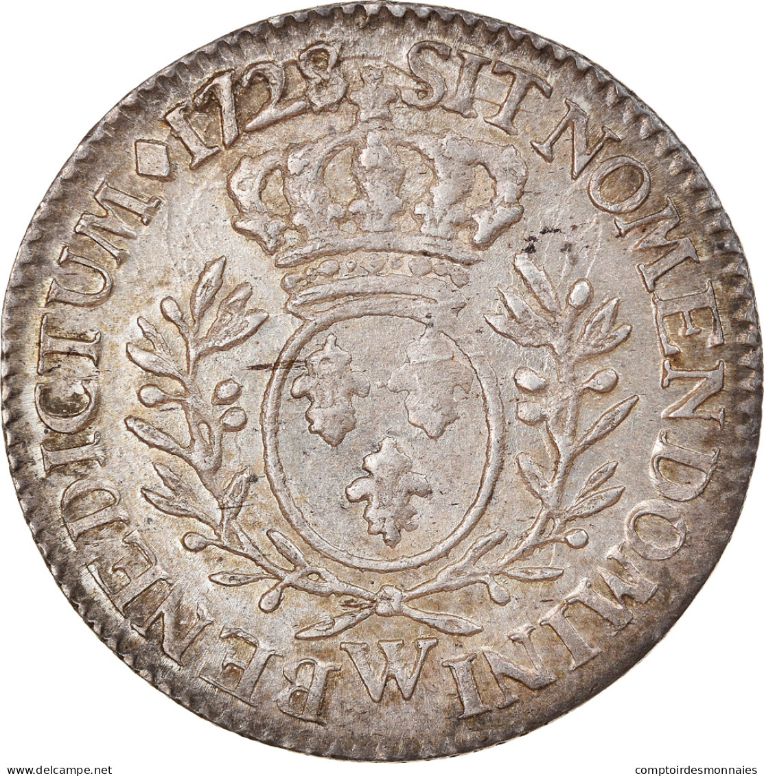 Monnaie, France, Louis XV, 1/5 Écu Aux Branches D'olivier, 24 Sols, 1/5 ECU - 1715-1774 Luigi XV Il Beneamato