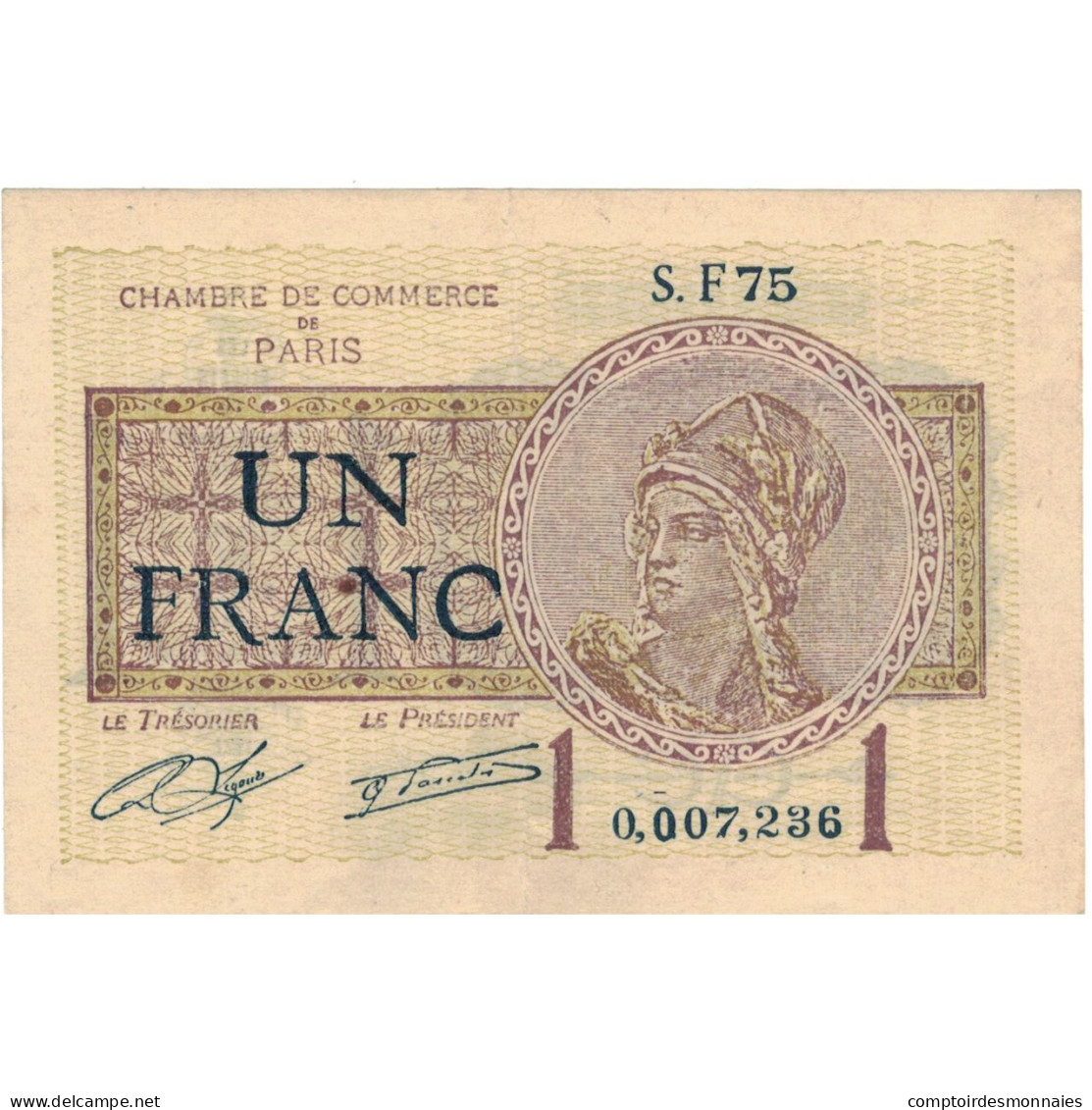 France, Paris, 1 Franc, 1920, TTB, Pirot:97-23 - Cámara De Comercio