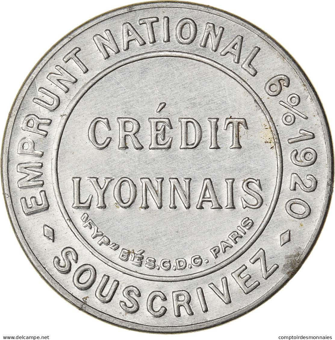 Monnaie, France, Credit Lyonnais, 25 Centimes, 1920, Timbre-Monnaie, TTB+ - Monétaires / De Nécessité