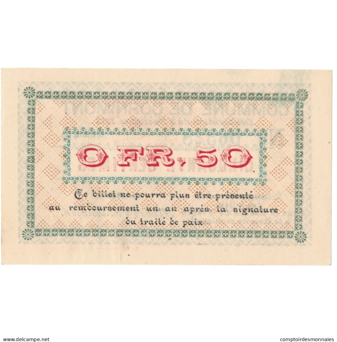 France, Cornimont, 50 Centimes, 1915, Emission Municipale, SPL, Pirot:88-11 - Bons & Nécessité