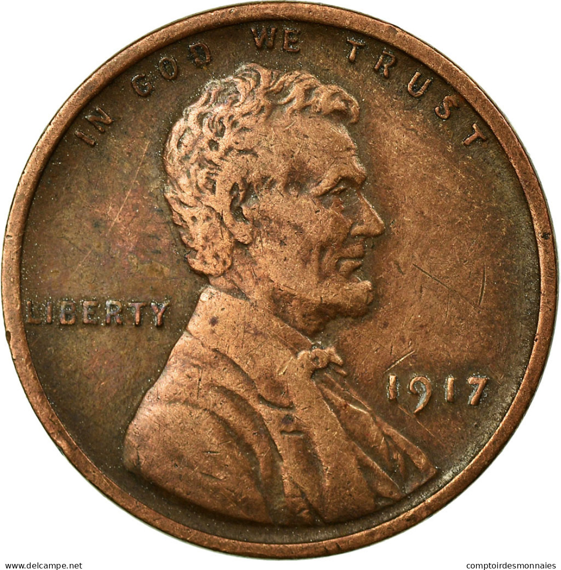 Monnaie, États-Unis, Lincoln Cent, Cent, 1917, U.S. Mint, Philadelphie, TTB - 1909-1958: Lincoln, Wheat Ears Reverse