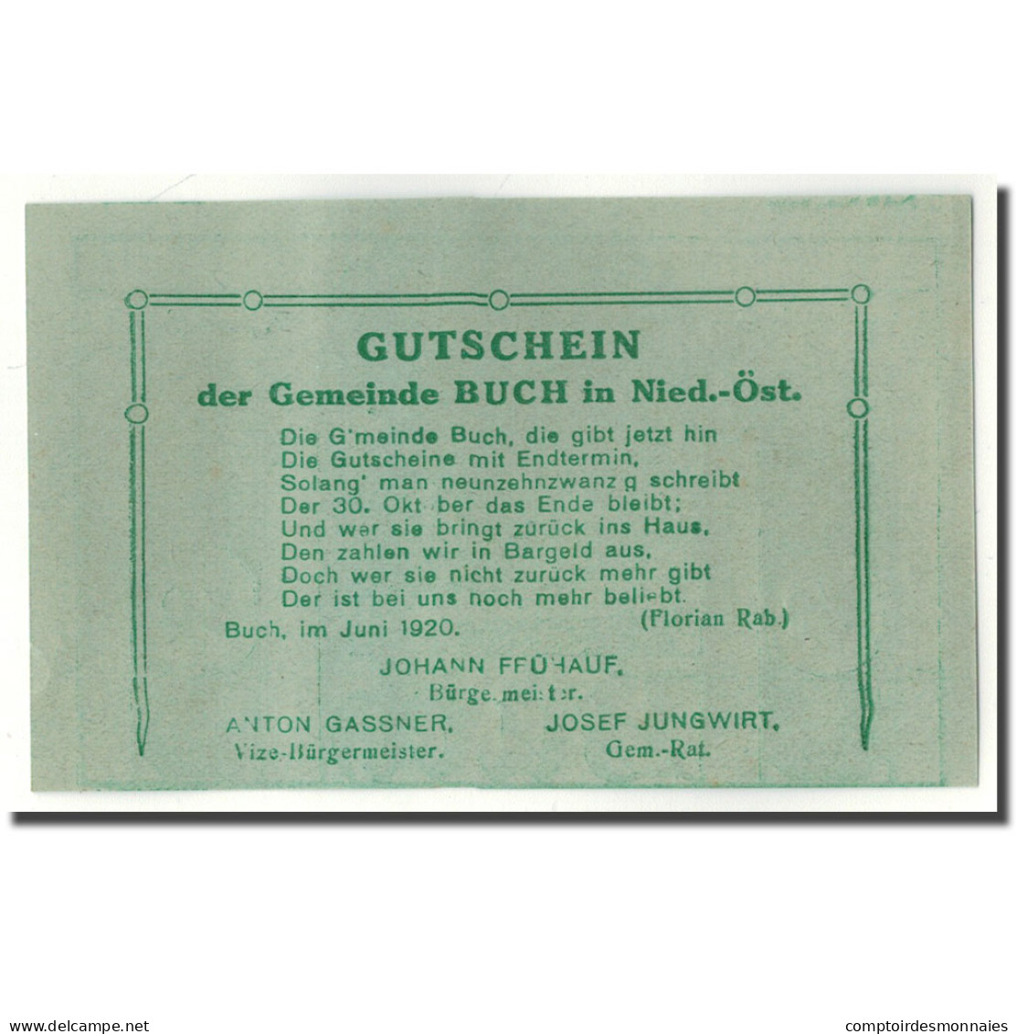Billet, Autriche, Buch, 50 Heller, Paysage, 1920, SPL, Mehl:113a - Austria